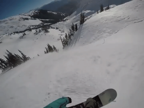 POV of a snowboarder being carried by an avalanche (He lived) - Imgur.gif
